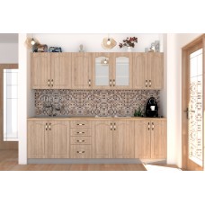 Bucatarie Zebra 2.6m MDF Sonoma - frezare mustata 